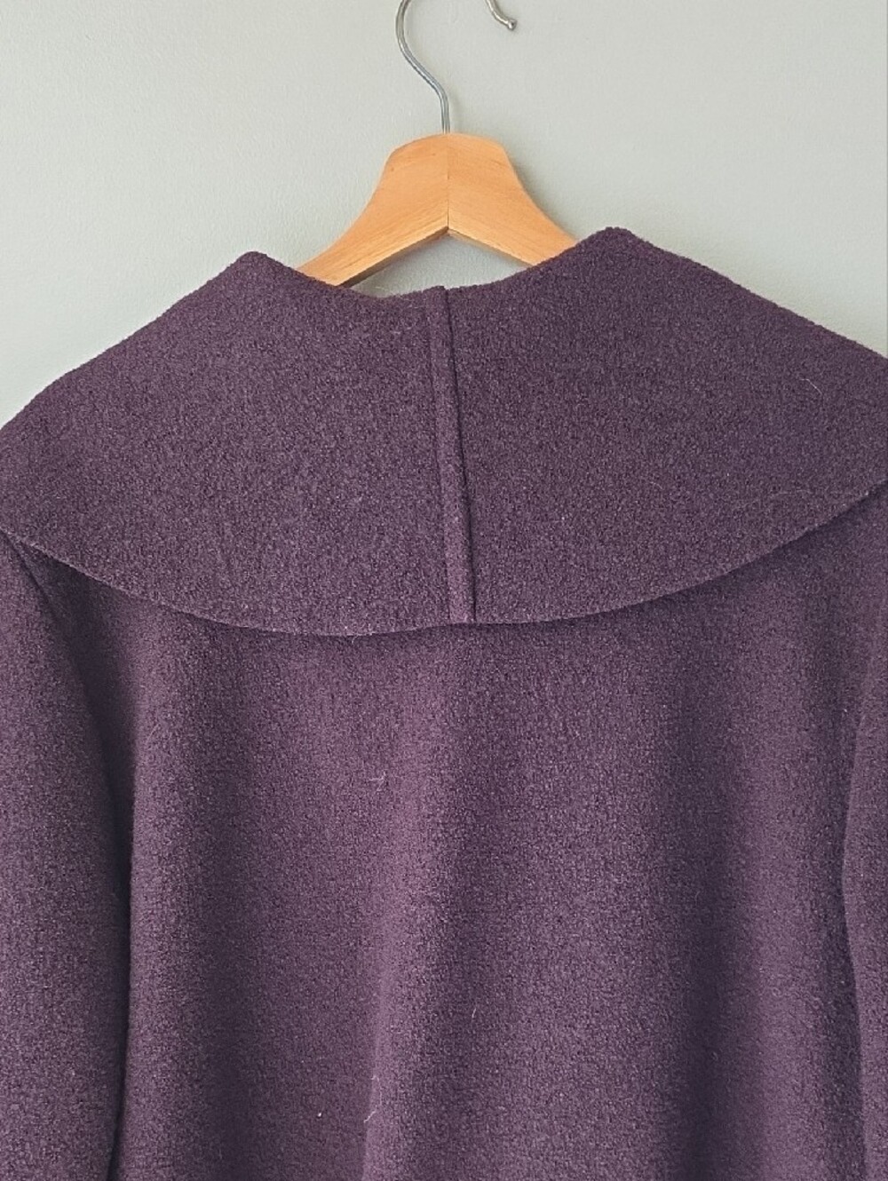 Muriel Dombret - Canadian Fashion Designer Wool Long Peacoat in Dark Plum - Picture 6 of 8